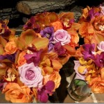 Orange and Purple wedding flowers
